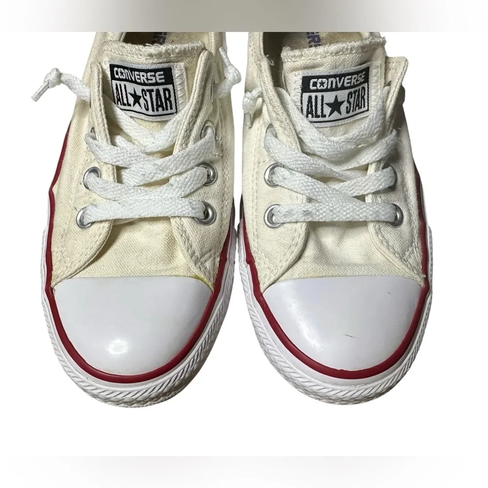 Converse Chuck Taylor All Star Slip-On Low Top White Red Women’s Size 9 - Picture 1 of 9